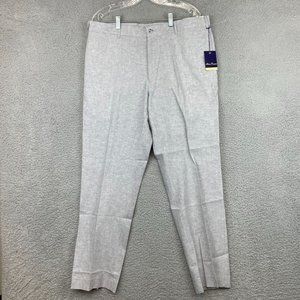 New Alan Flusser Golf Pants Gray Linen Blend Mens Size 38x32